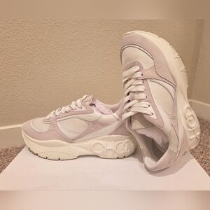 Jimmy Choo Landon Women's Sneakers in Cream and White/Nappa/Mesh/Suede (USED)